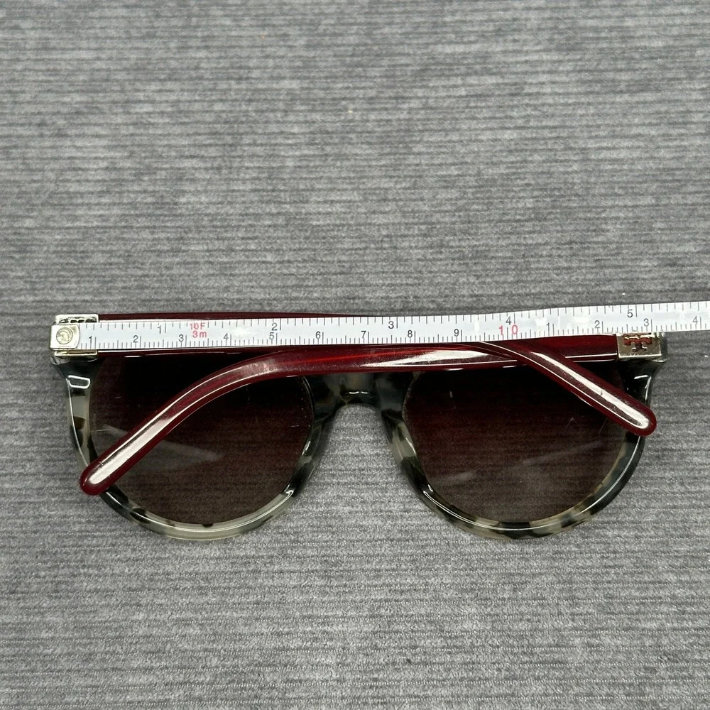 Tory Burch TY7079A Round Sunglasses Grey Marble Tortoise Red 139411 54mm